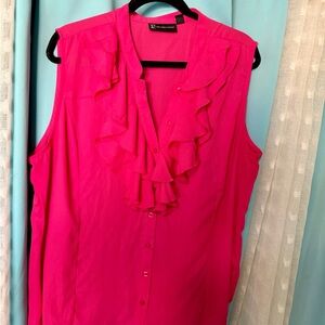 New York & Company Fuchsia Ruffled Blouse